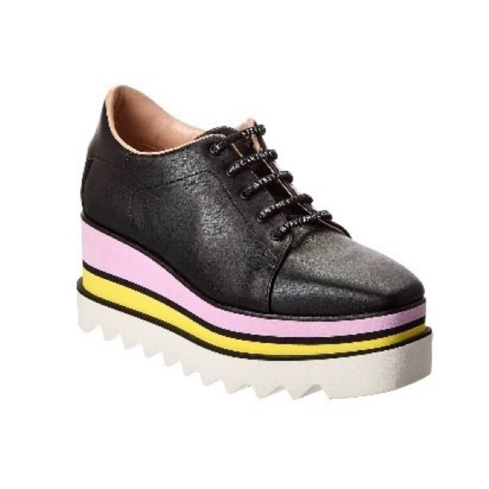 Stella McCartney Elyse Platform Sneakers Black Pink Yellow Size 36/US 6 READ